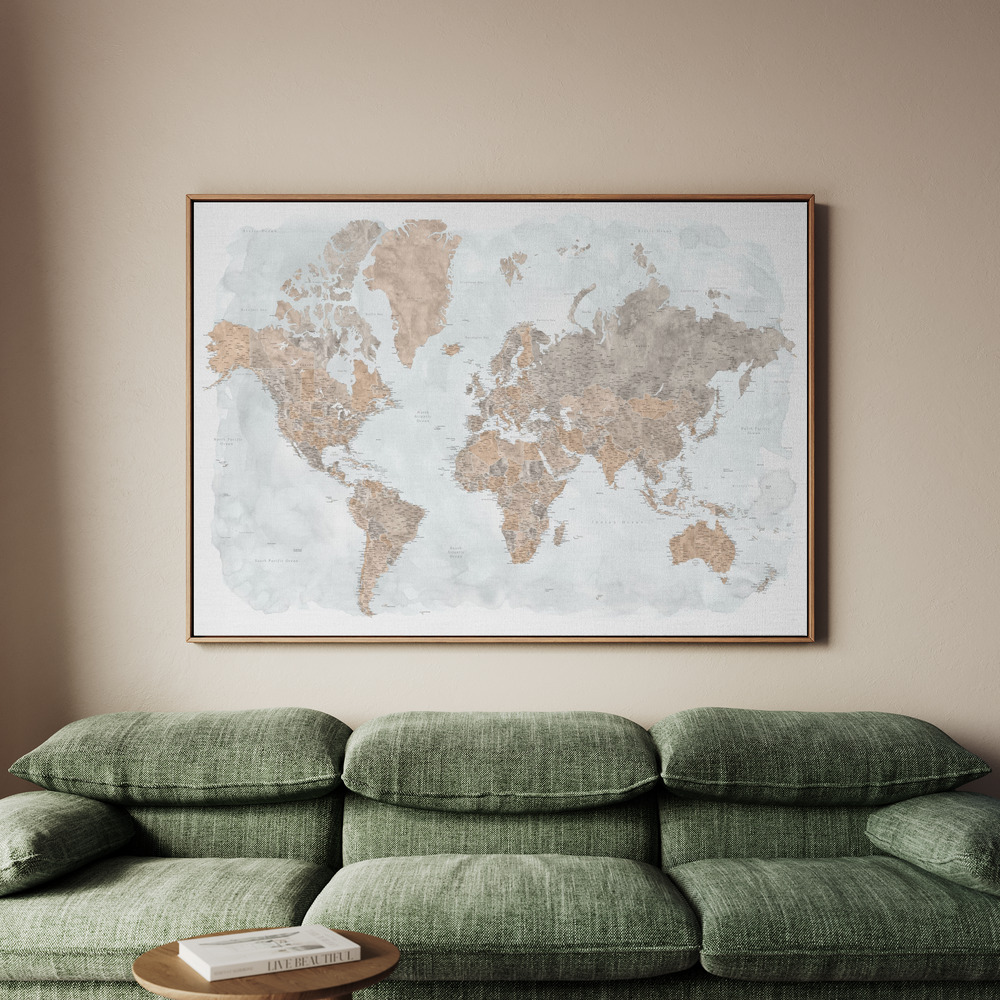 Canvastavla Calista high detail world map - Tavla - 100x70