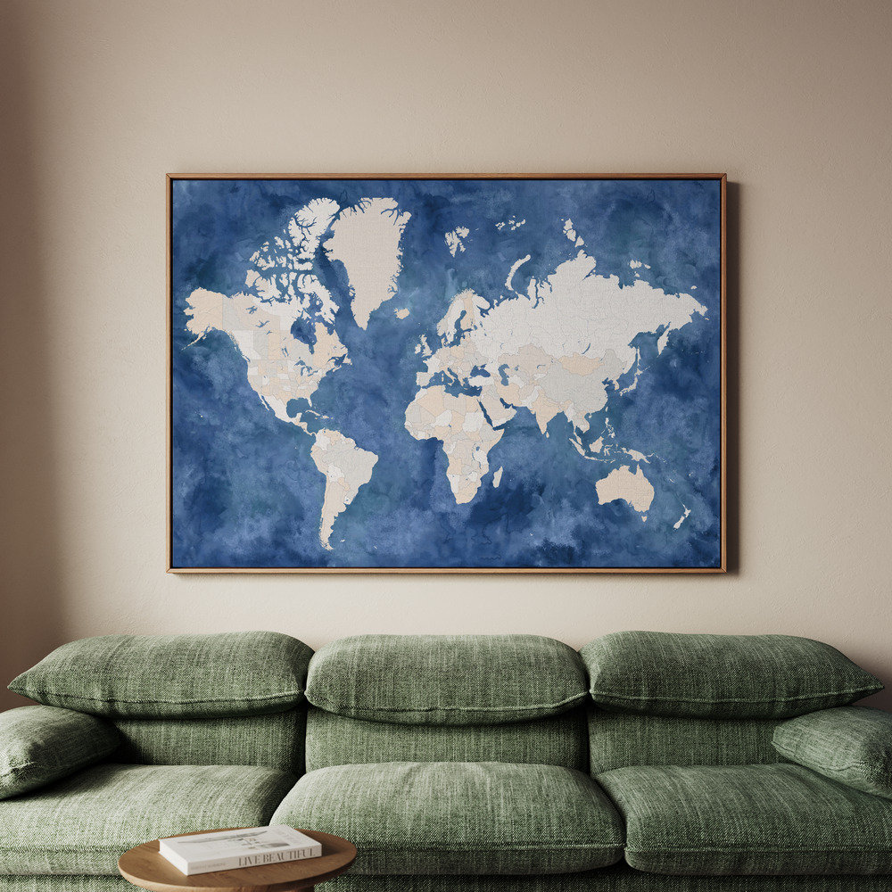 Canvastavla Hudson world map - Tavla - 100x70