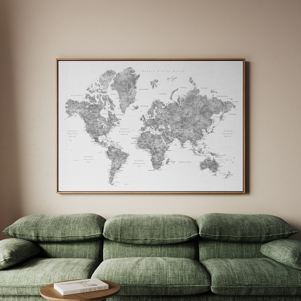 Canvastavla Jimmy world map in Spanish - Tavla - 150x100