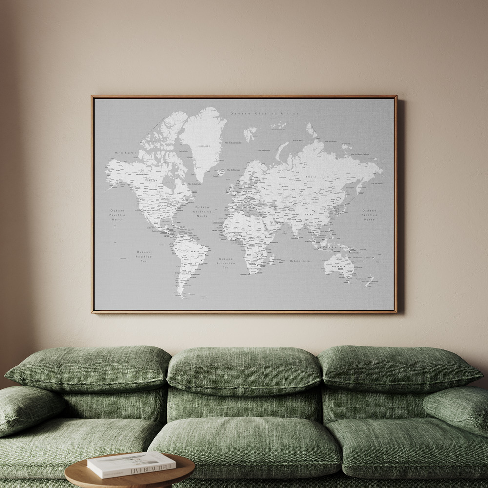 Canvastavla Hart world map in Spanish - Tavla - 150x100