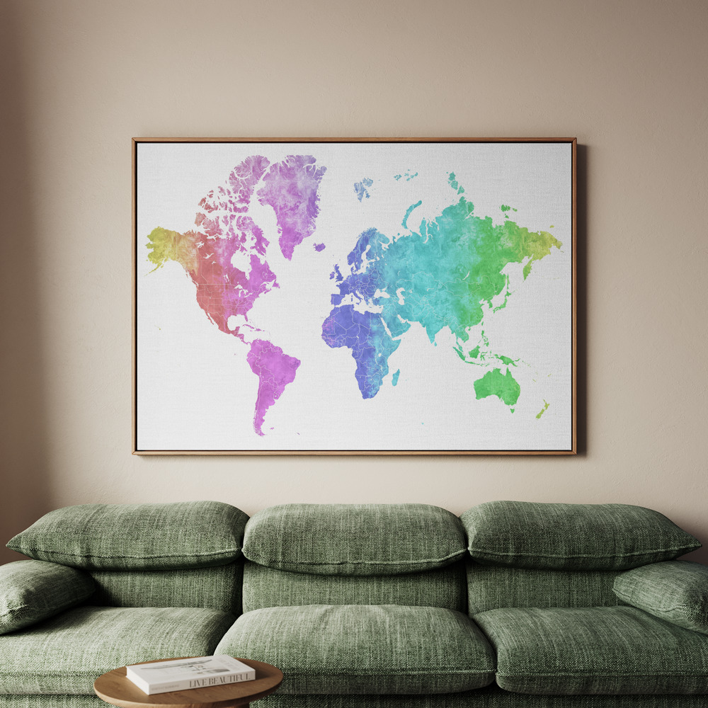 Canvastavla Jude watercolor world map - Tavla - 100x70