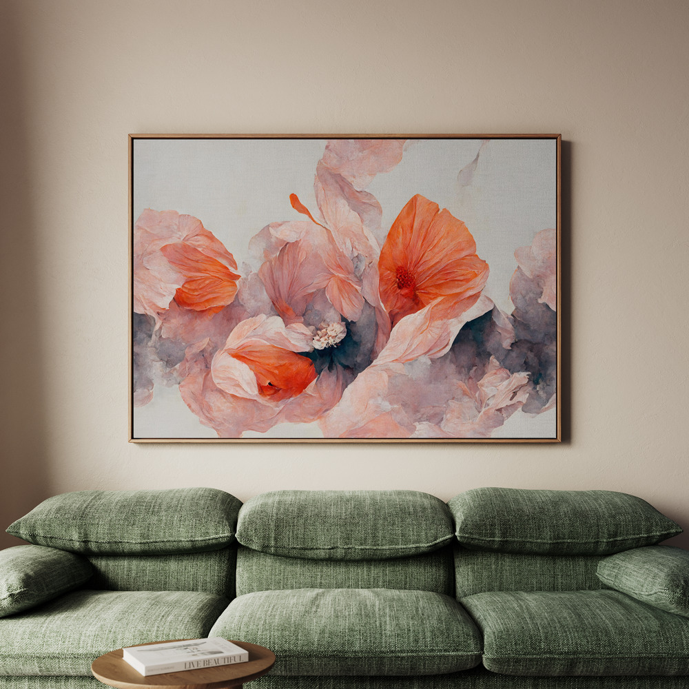 Canvastavla Salmon Flowers - Tavla - 150x100