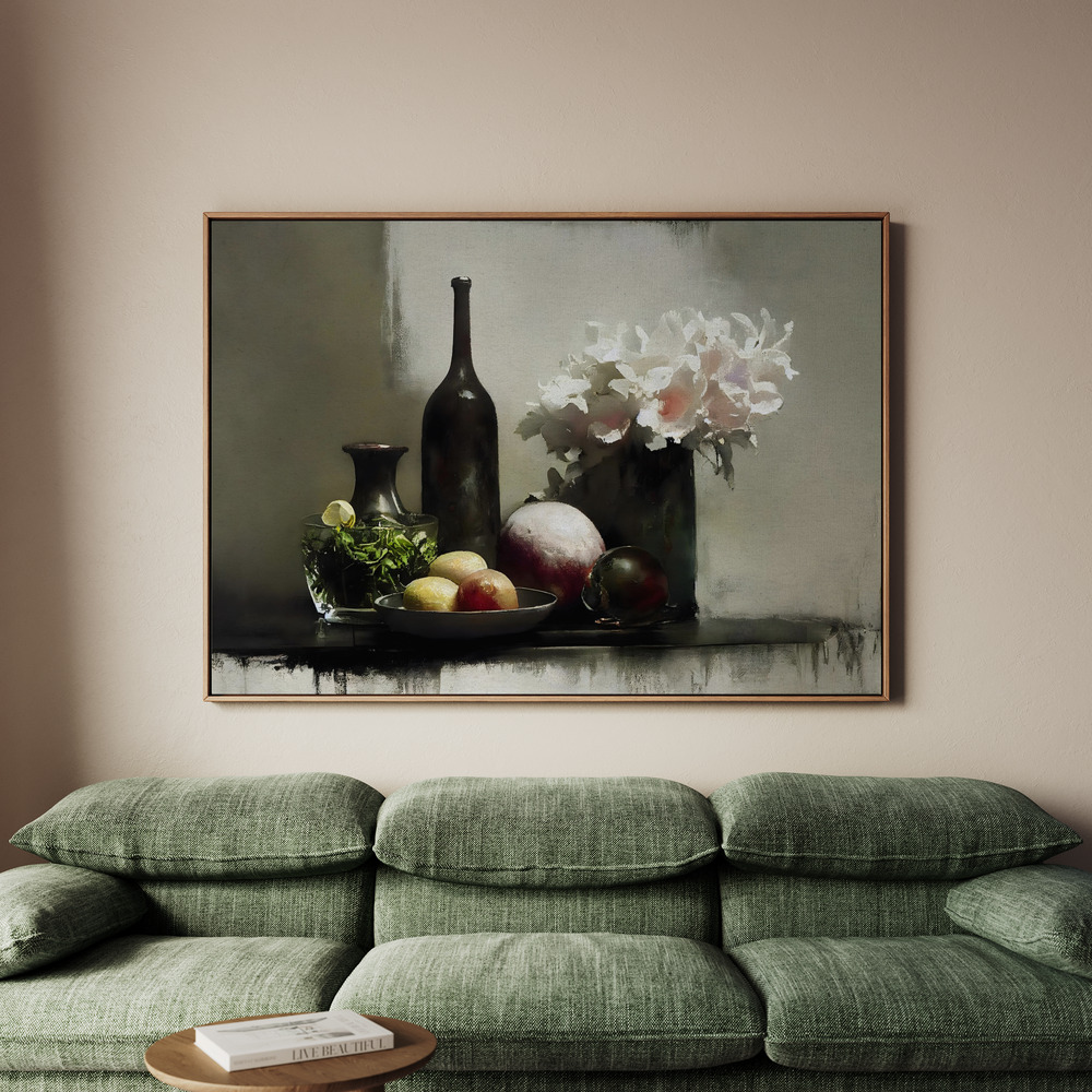 Canvastavla Stilllife With Black Bottle - Tavla - 150x100