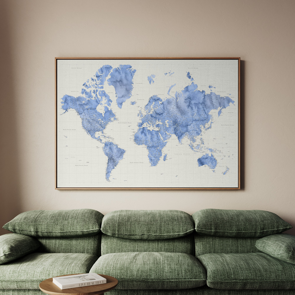 Canvastavla Parlan high detail world map - Tavla - 70x50