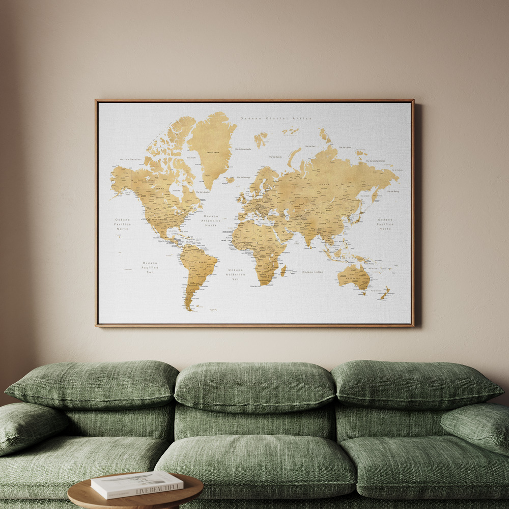 Canvastavla Rossie world map in Spanish - Tavla - 150x100