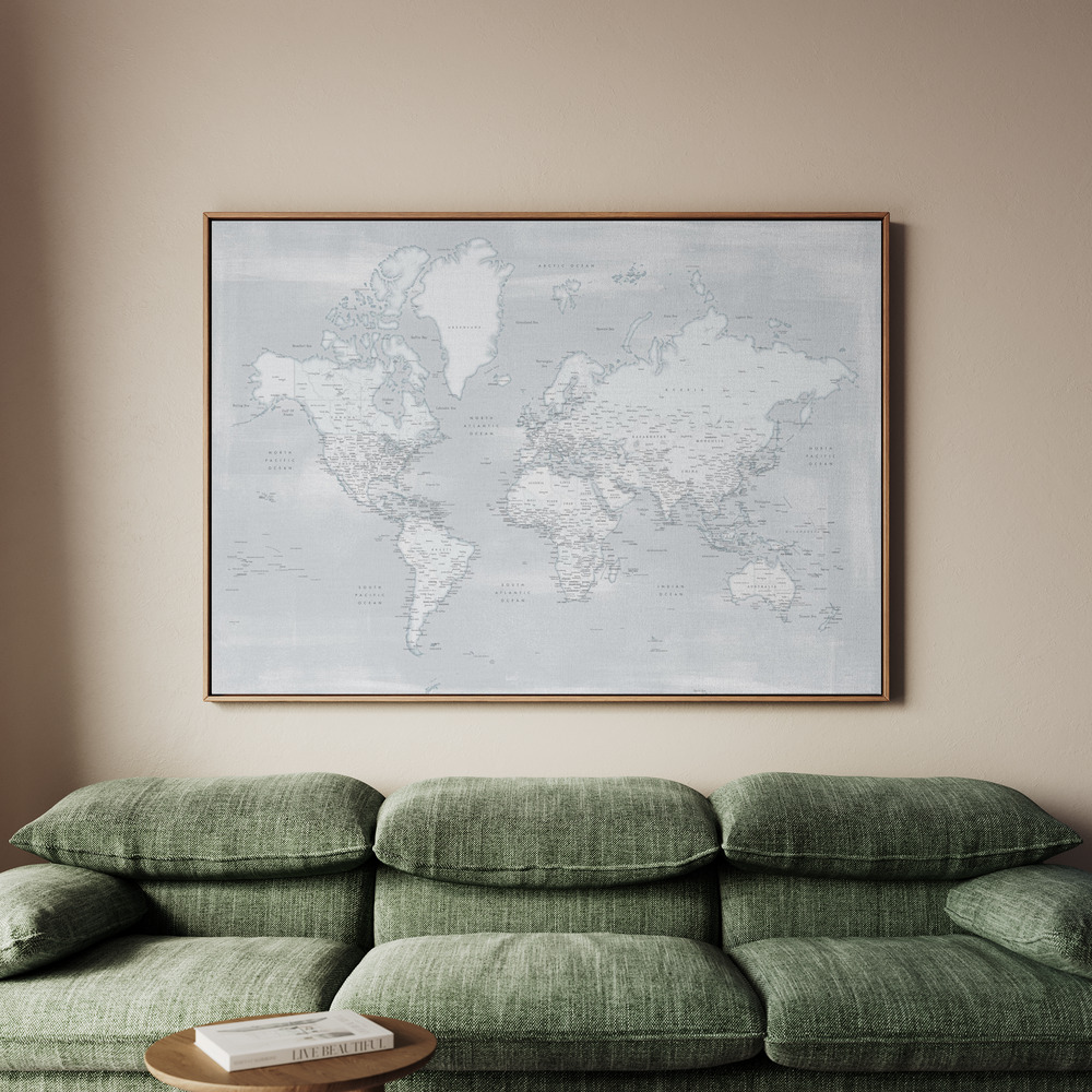 Canvastavla Muted World Map - Tavla - 150x100