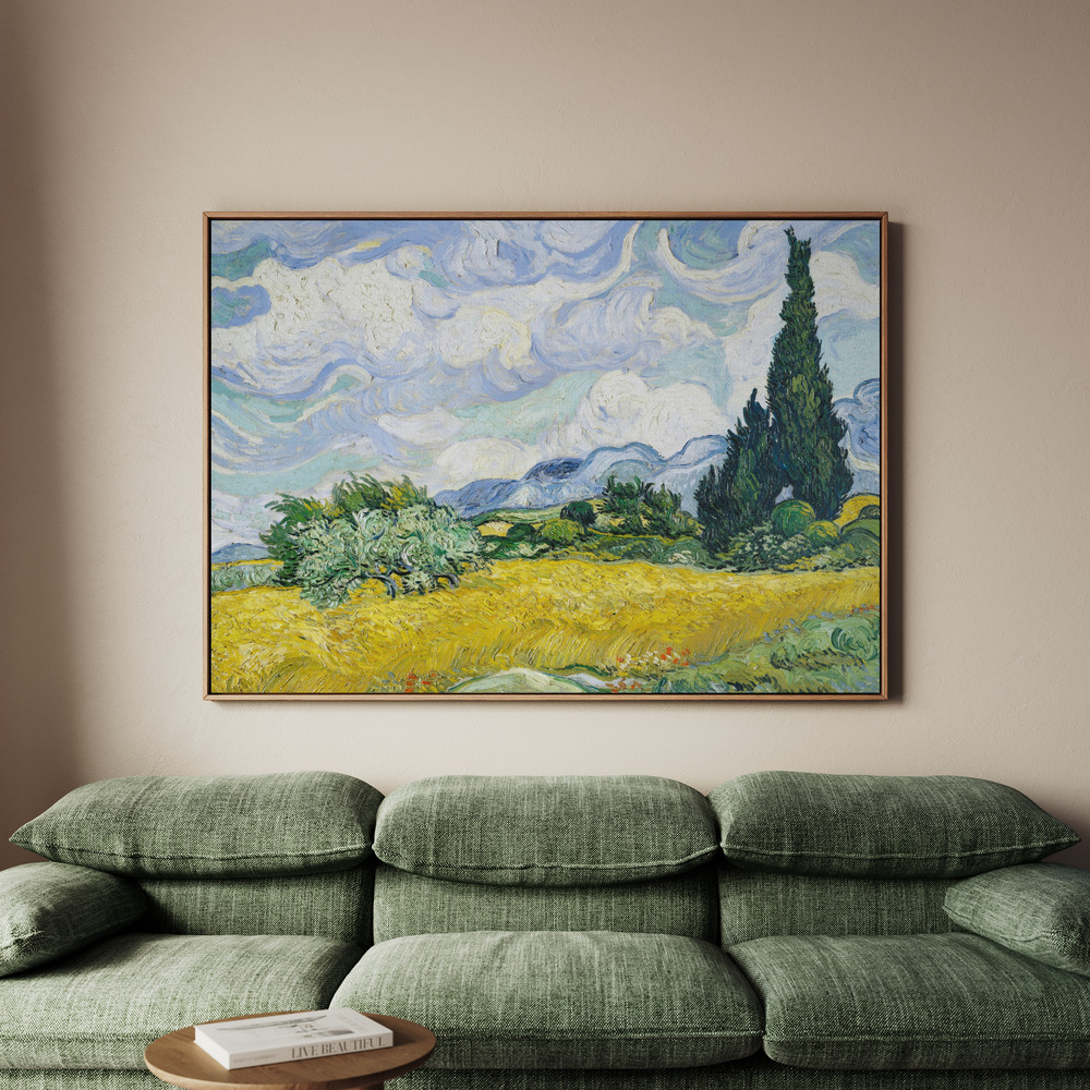 Canvastavla Wheat Field With Cypresses - Tavla - 100x70