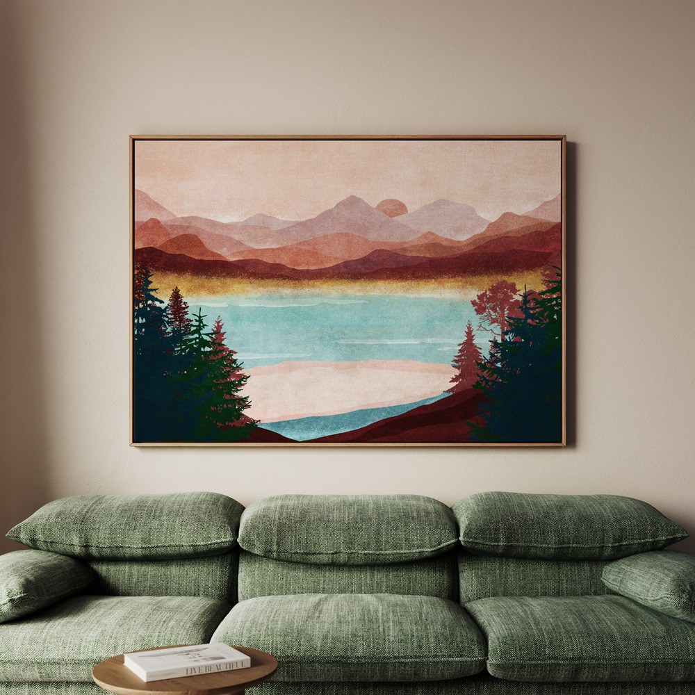 Canvastavla Mountain Dawn Serenity - Tavla - 70x50