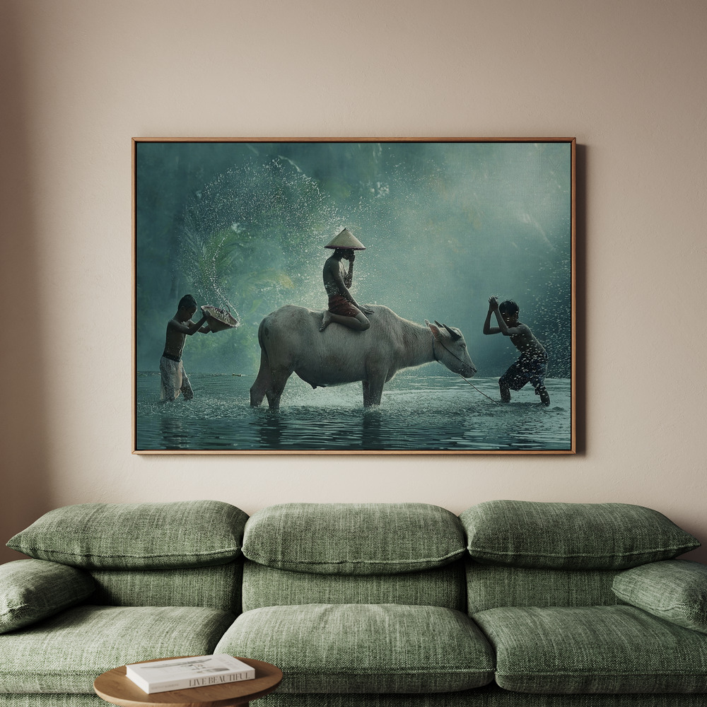 Canvastavla Vattenbuffel - Tavla - 100x70
