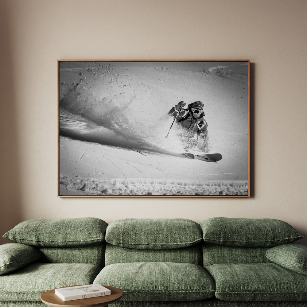 Canvastavla Henri making a powder turn... - Tavla - 70x50