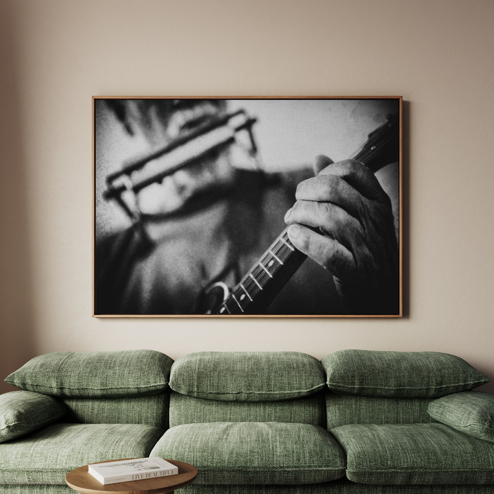 Canvastavla Wolf with mandolin and harmonica - Tavla - 150x100