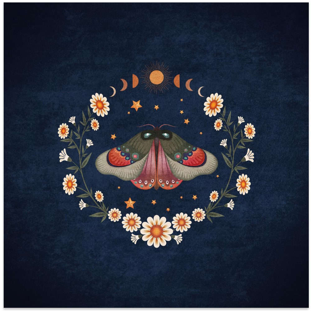 Poster - Moonlit Moth Symphony square poster