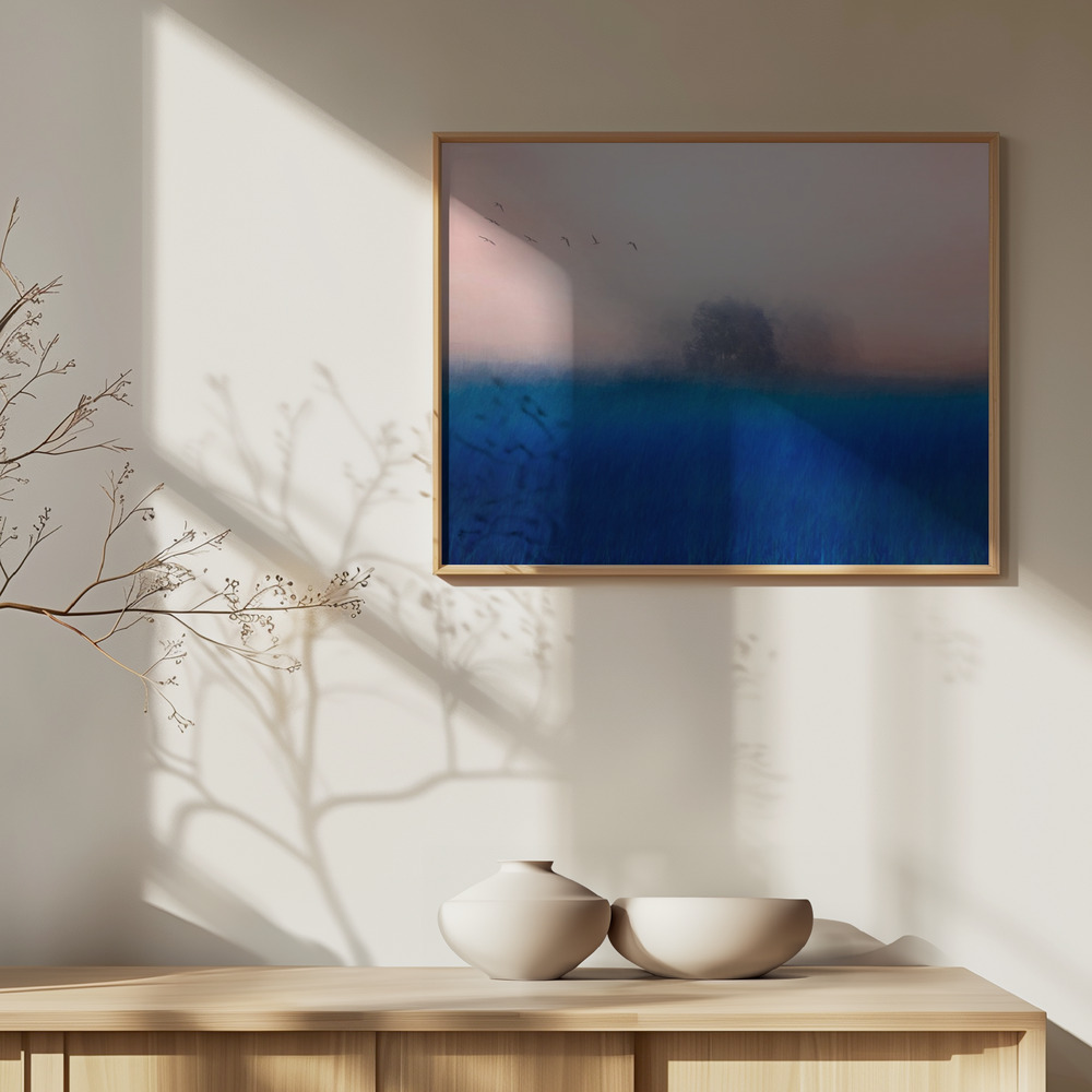Poster - The Tree on the Blue over cabinet