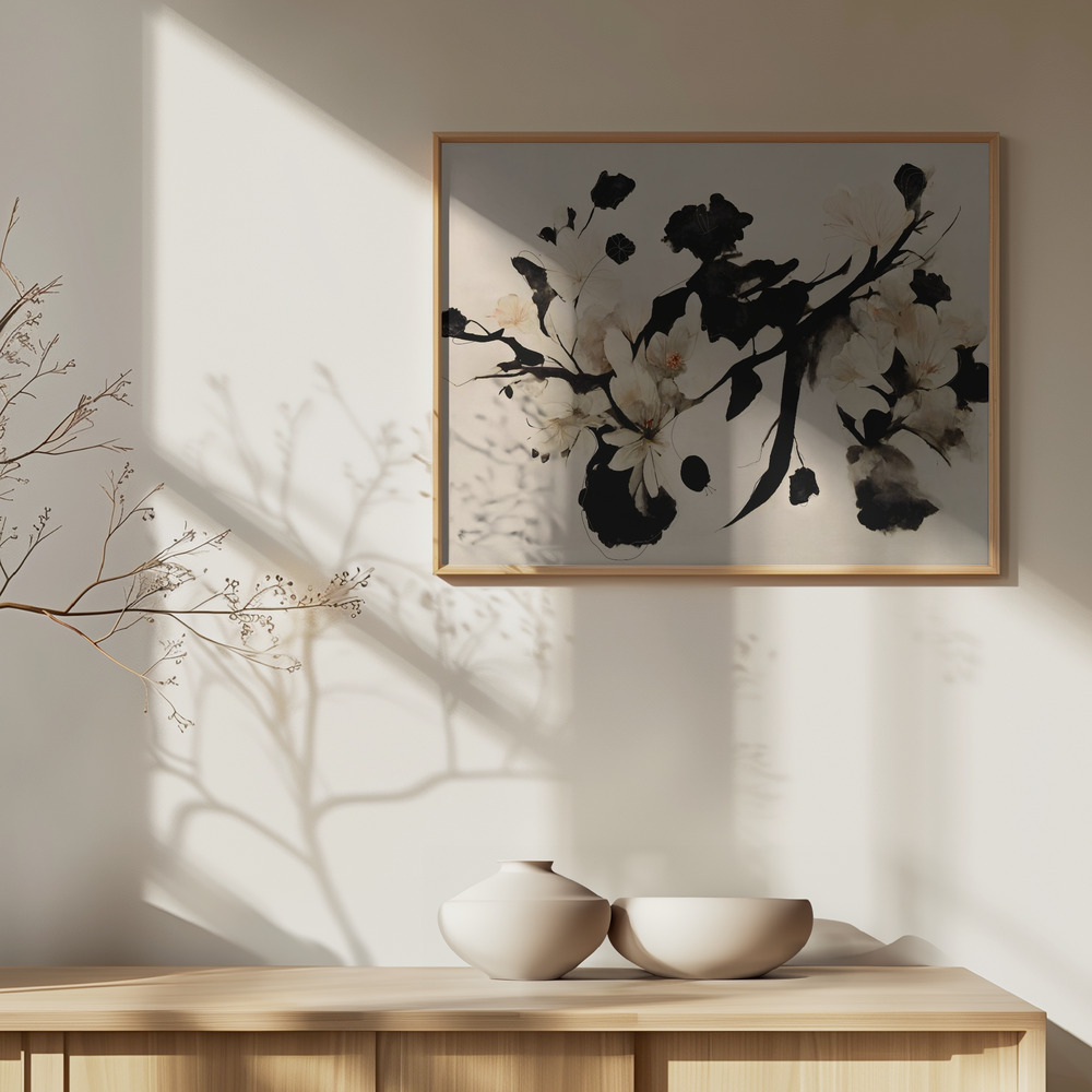 Poster - Cherry Blossom Branch over cabinet