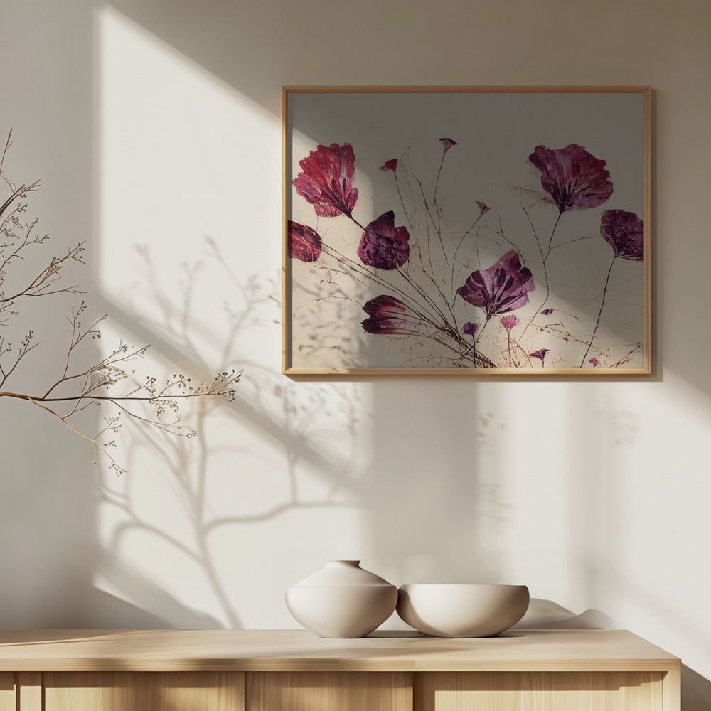 Poster - Purple Flowers over cabinet