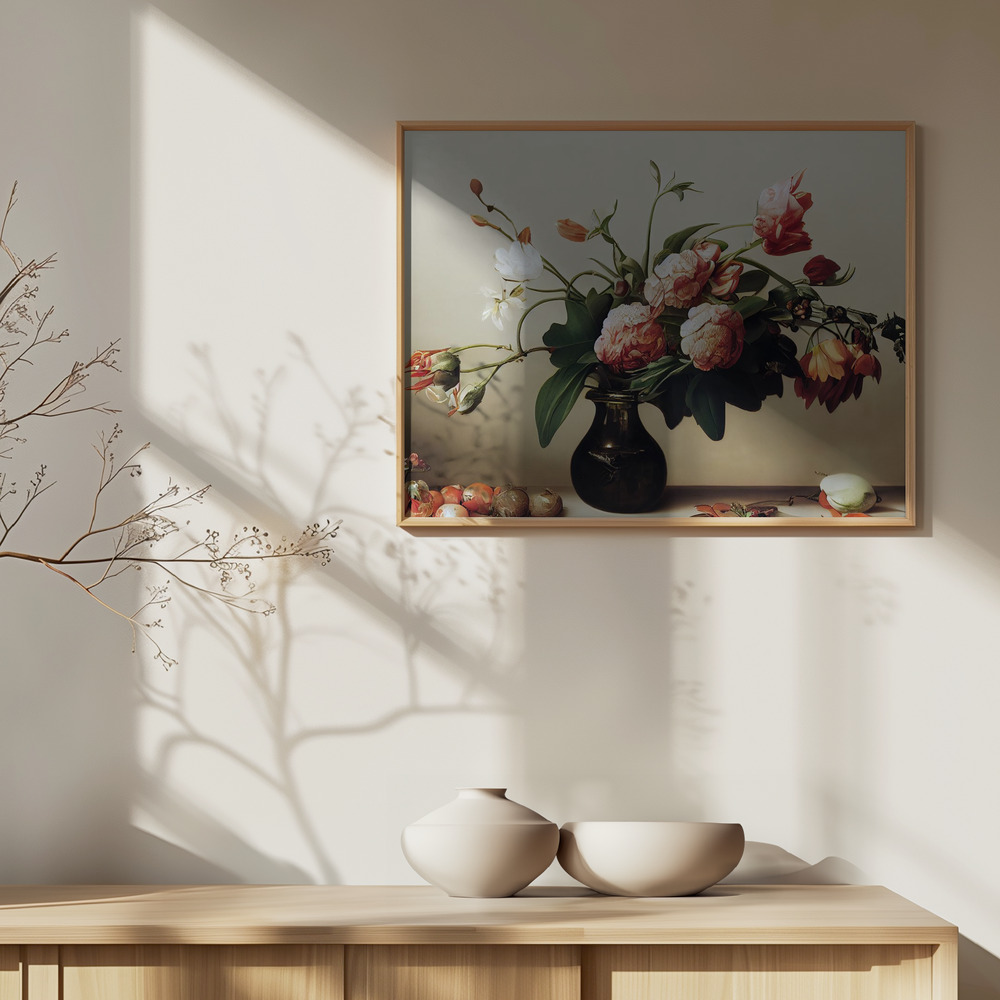 Poster - Pink Peony over cabinet