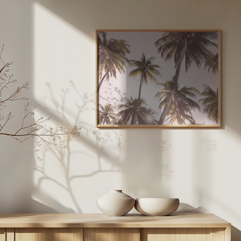 Poster - Blush Palm Trees über Schrank