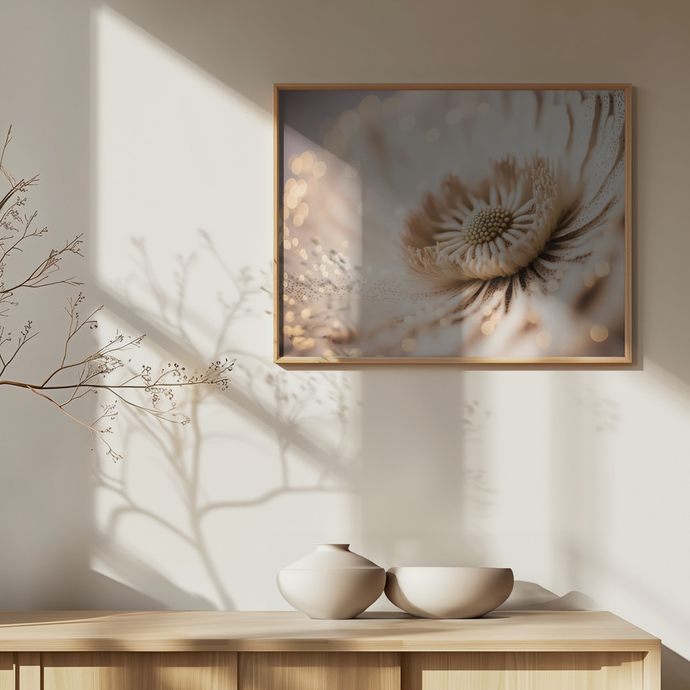 Poster - Beige Coral Flower over cabinet