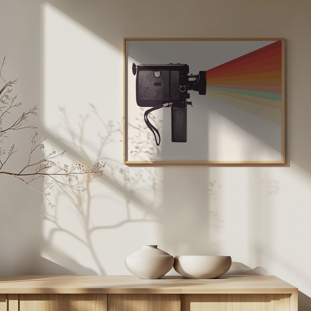 Poster Movie Camera Rainbow - Affisch över skåp