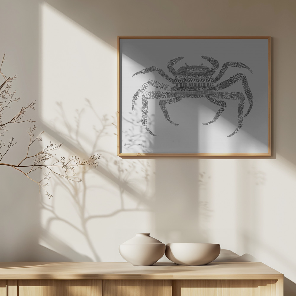Poster - Crab Grey Poster - Grey boven kast