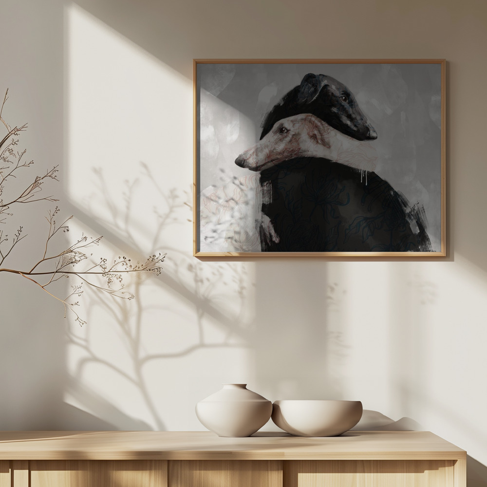 Poster - At All Times II over cabinet