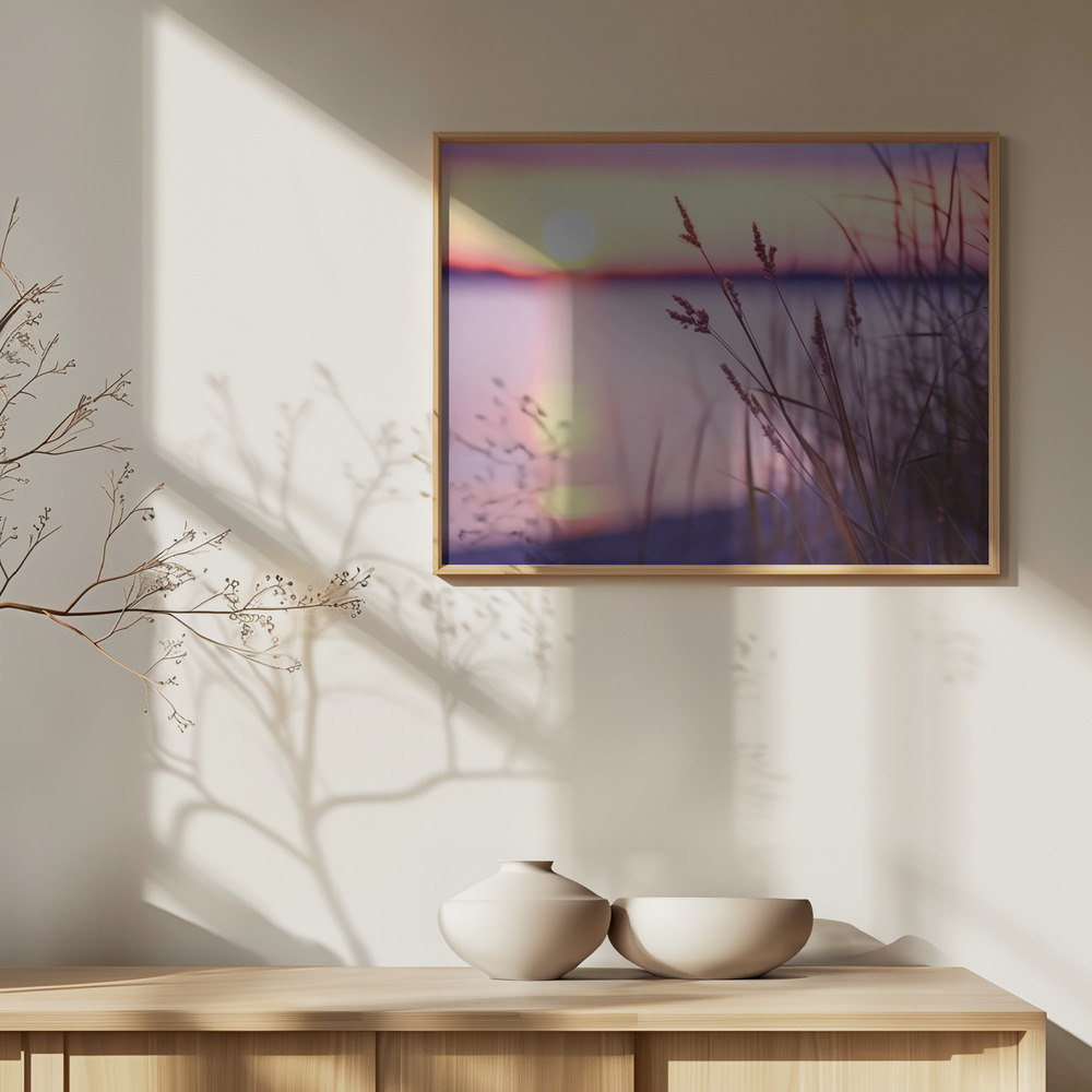 Poster - Purple Sunset over cabinet