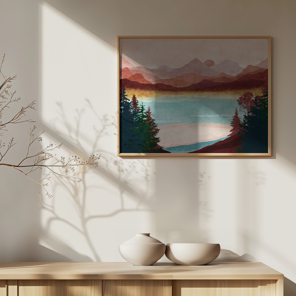 Póster - Mountain Dawn Serenity sobre armario