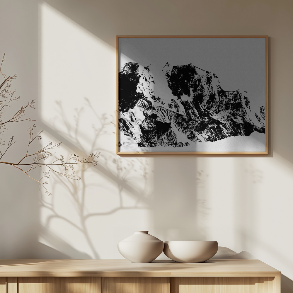 Poster - Mountains II over cabinet