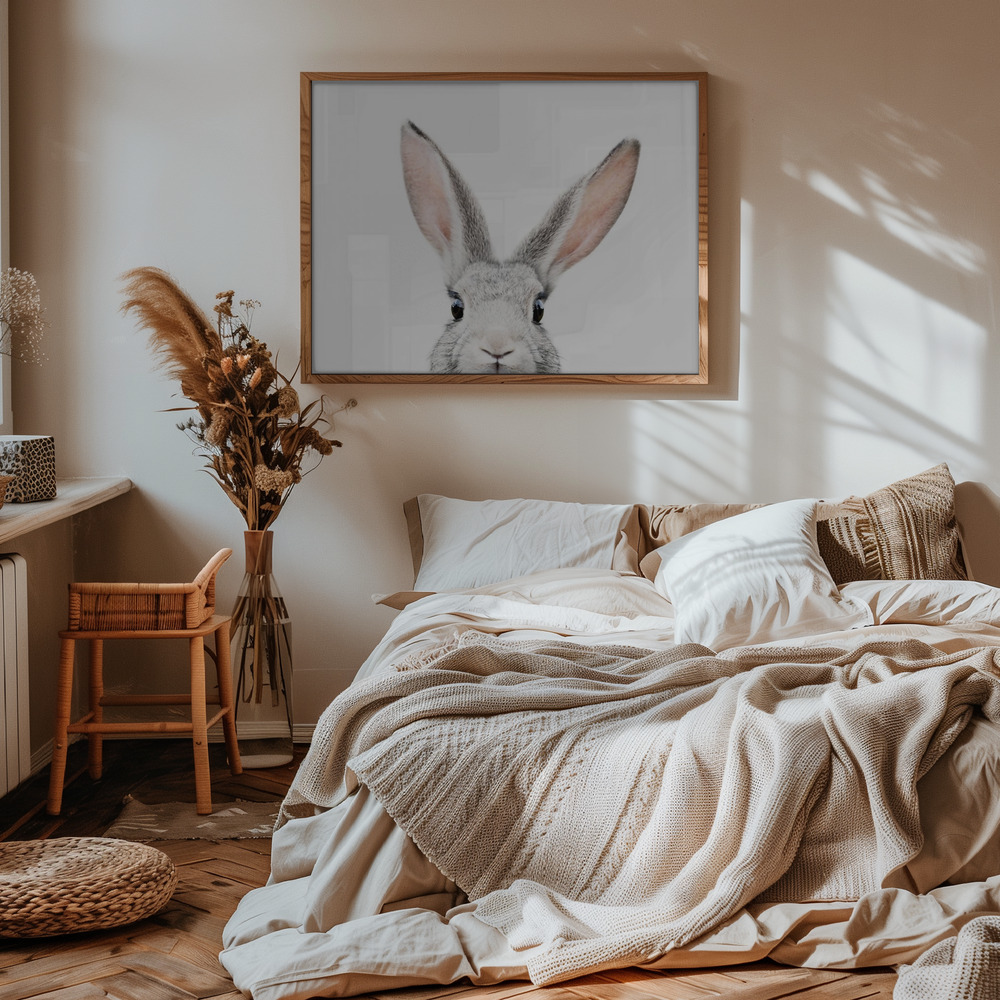 Plakat - Peeking Bunny i soveværelset