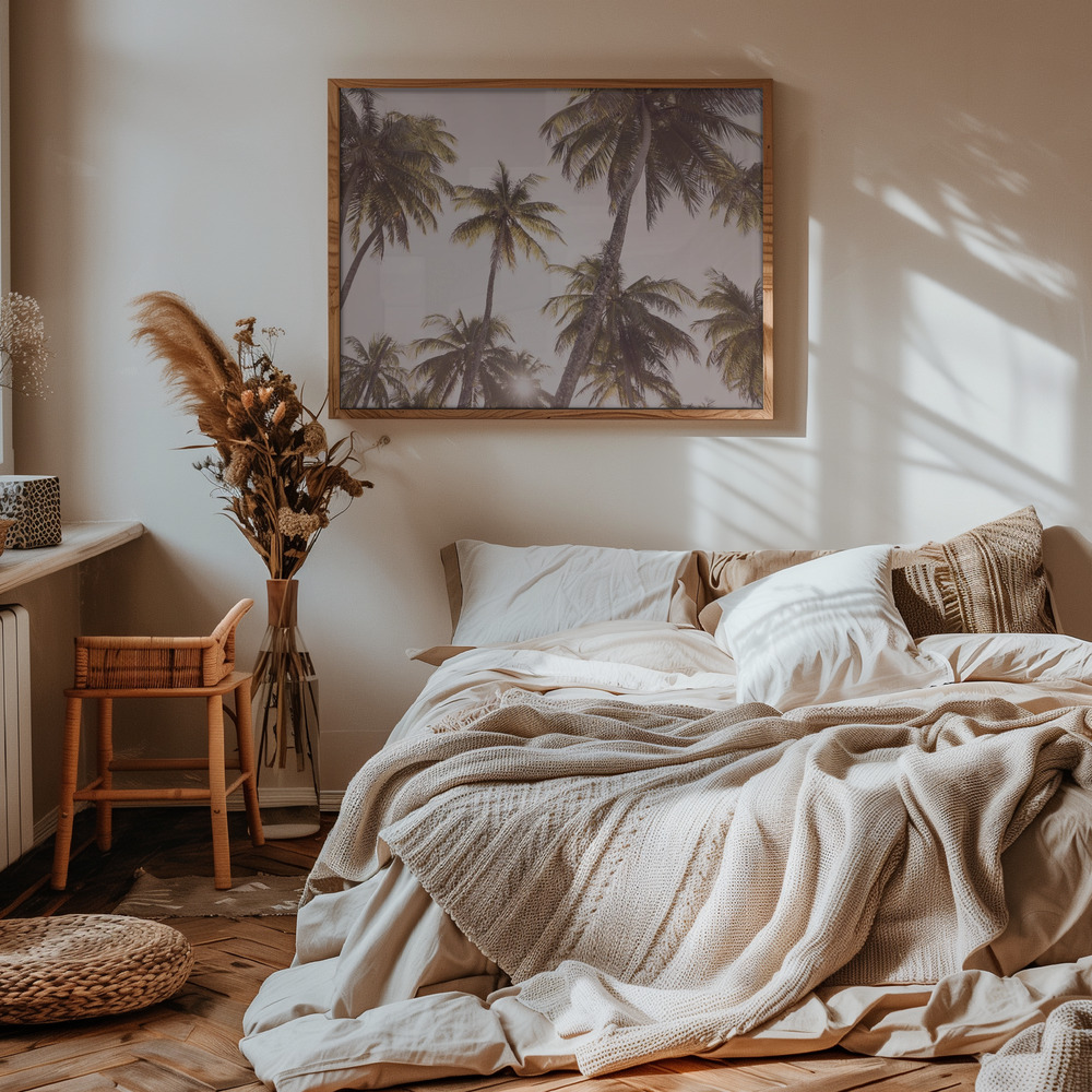 Poster - Blush Palm Trees im Schlafzimmer