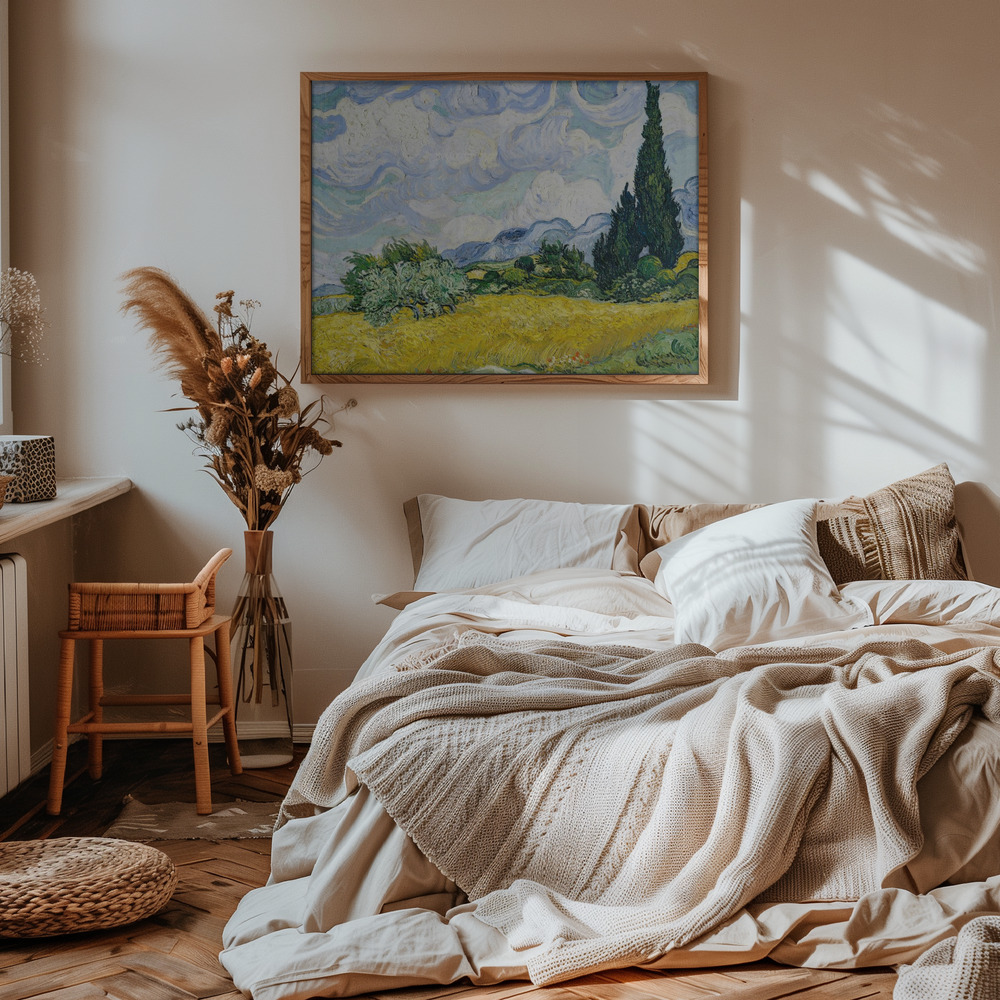 Poster - Wheat Field With Cypresses in bedroom