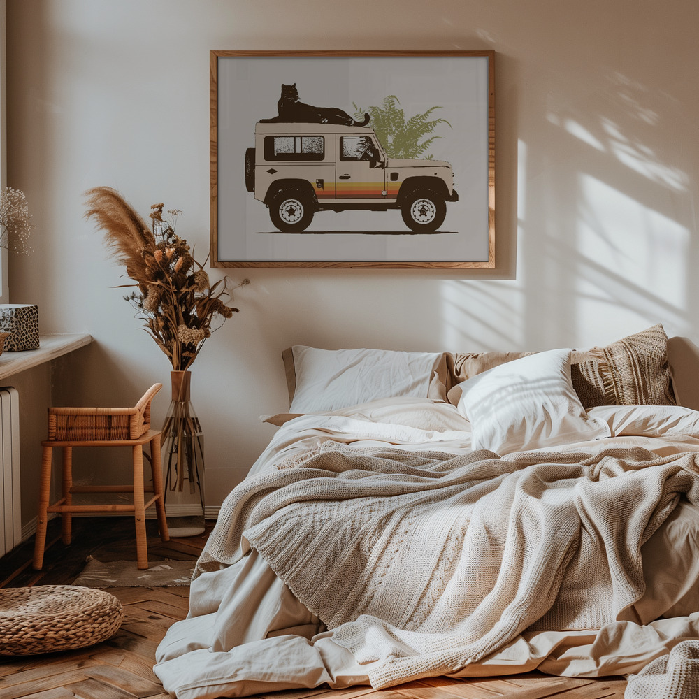 Poster - Black Panther On Car im Schlafzimmer
