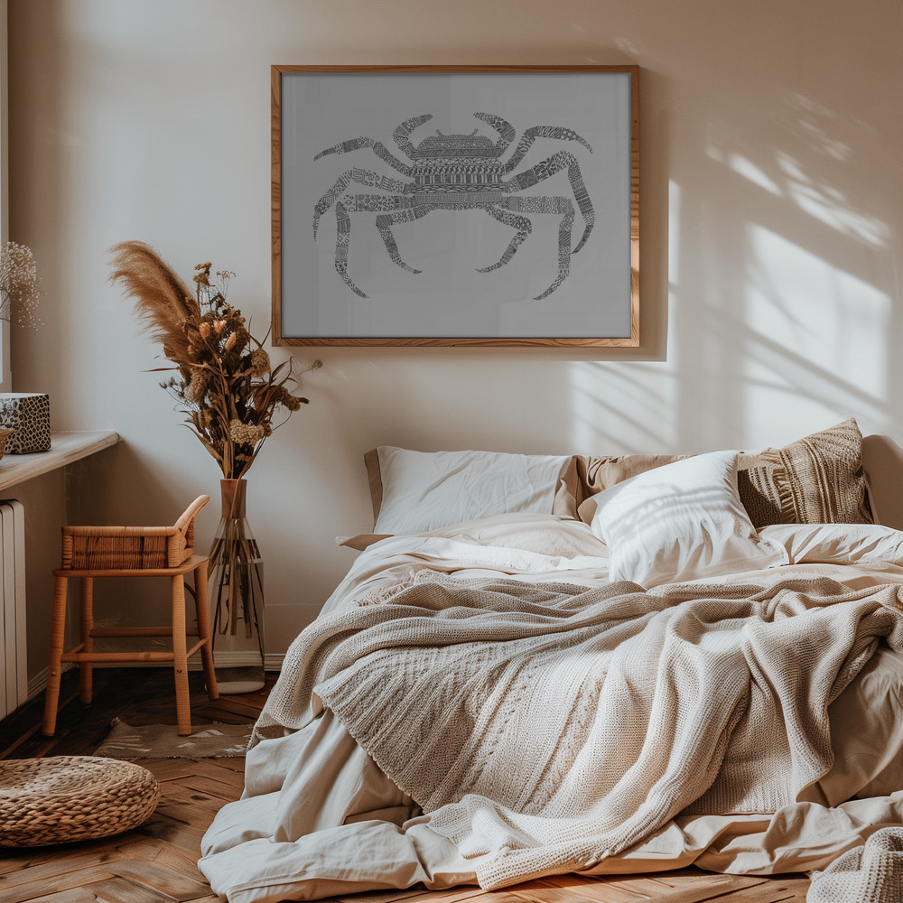 Poster - Crab Grey Poster - Grey in slaapkamer