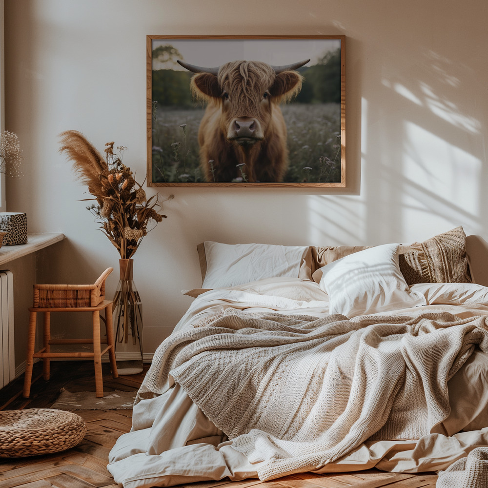 Poster - Highland Cow im Schlafzimmer