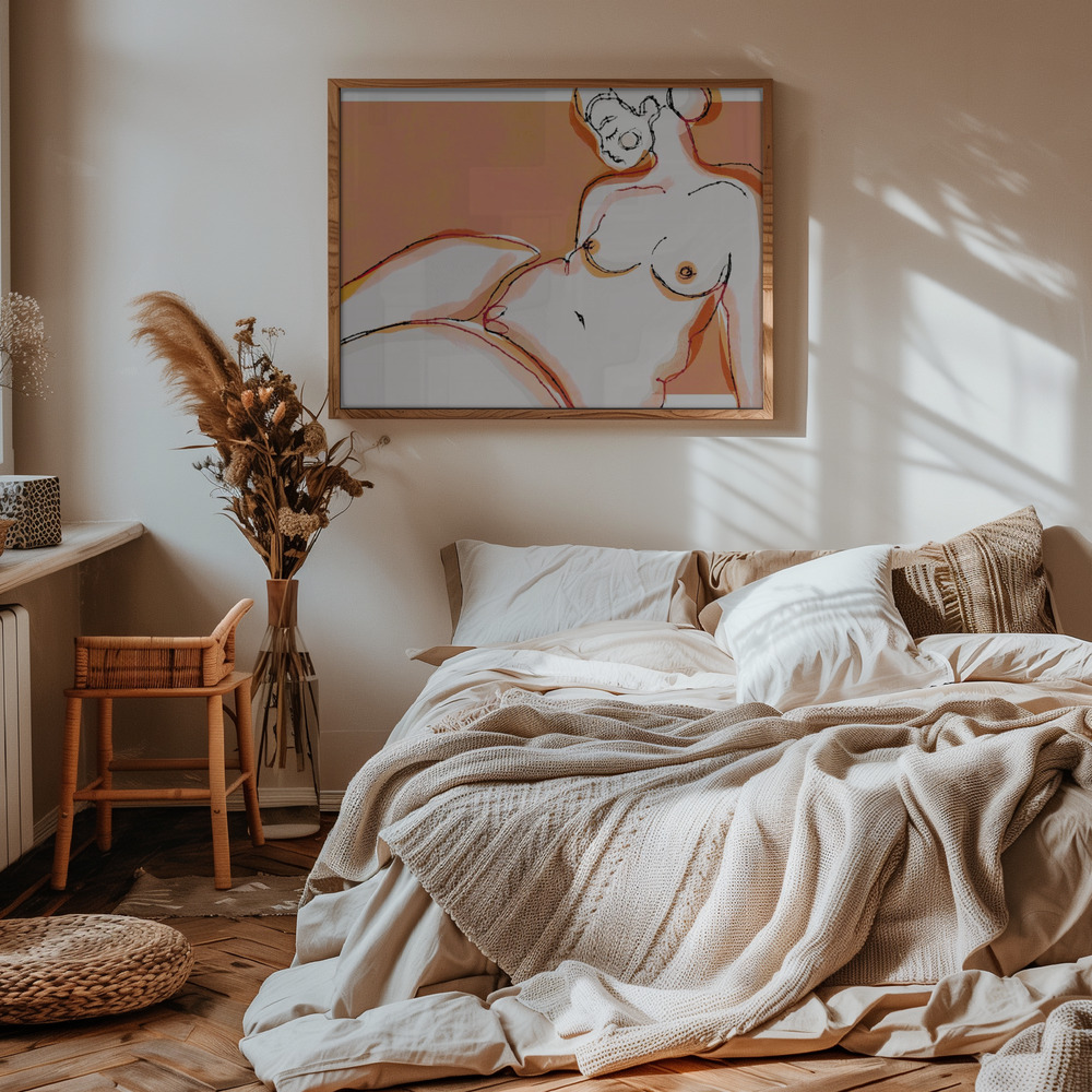 Poster - Sensuality (Orange Version) im Schlafzimmer