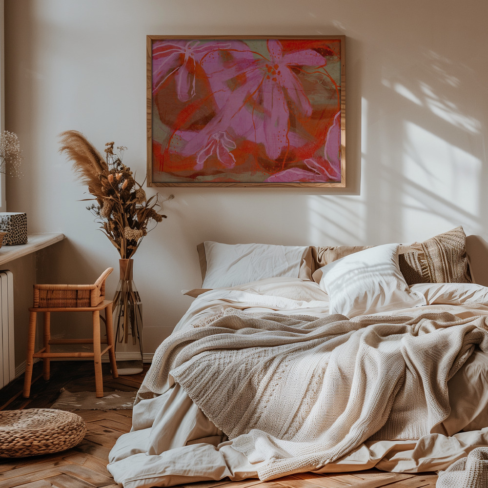 Poster - Coral Flower Rythm in slaapkamer