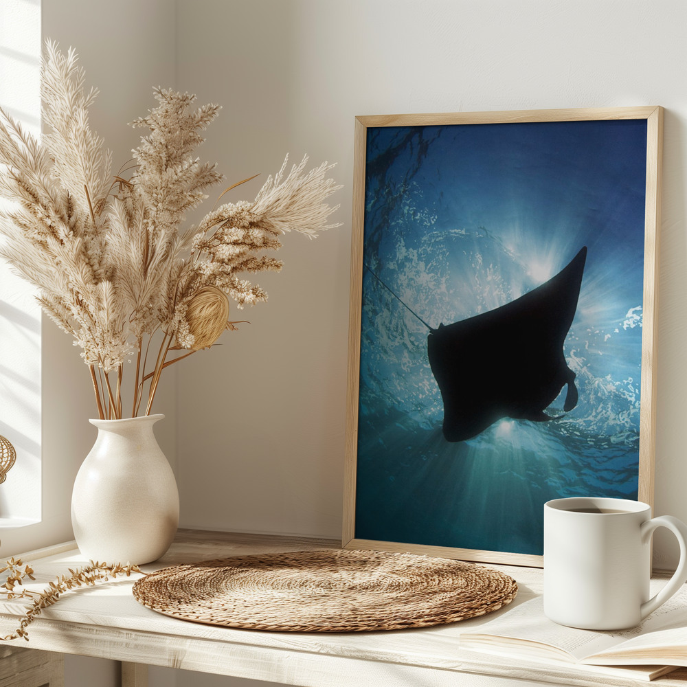 Poster - Manta Silhouette op tafel