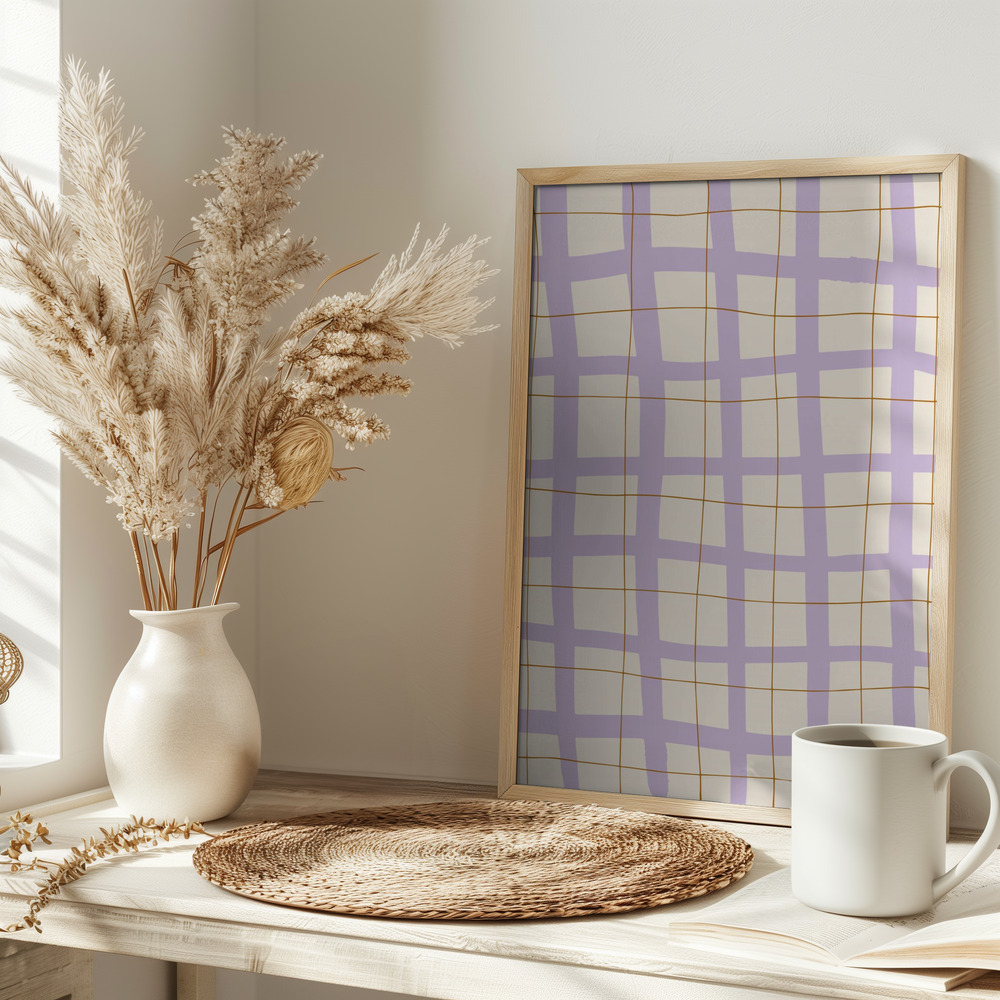 Poster - Lilac Grid on table