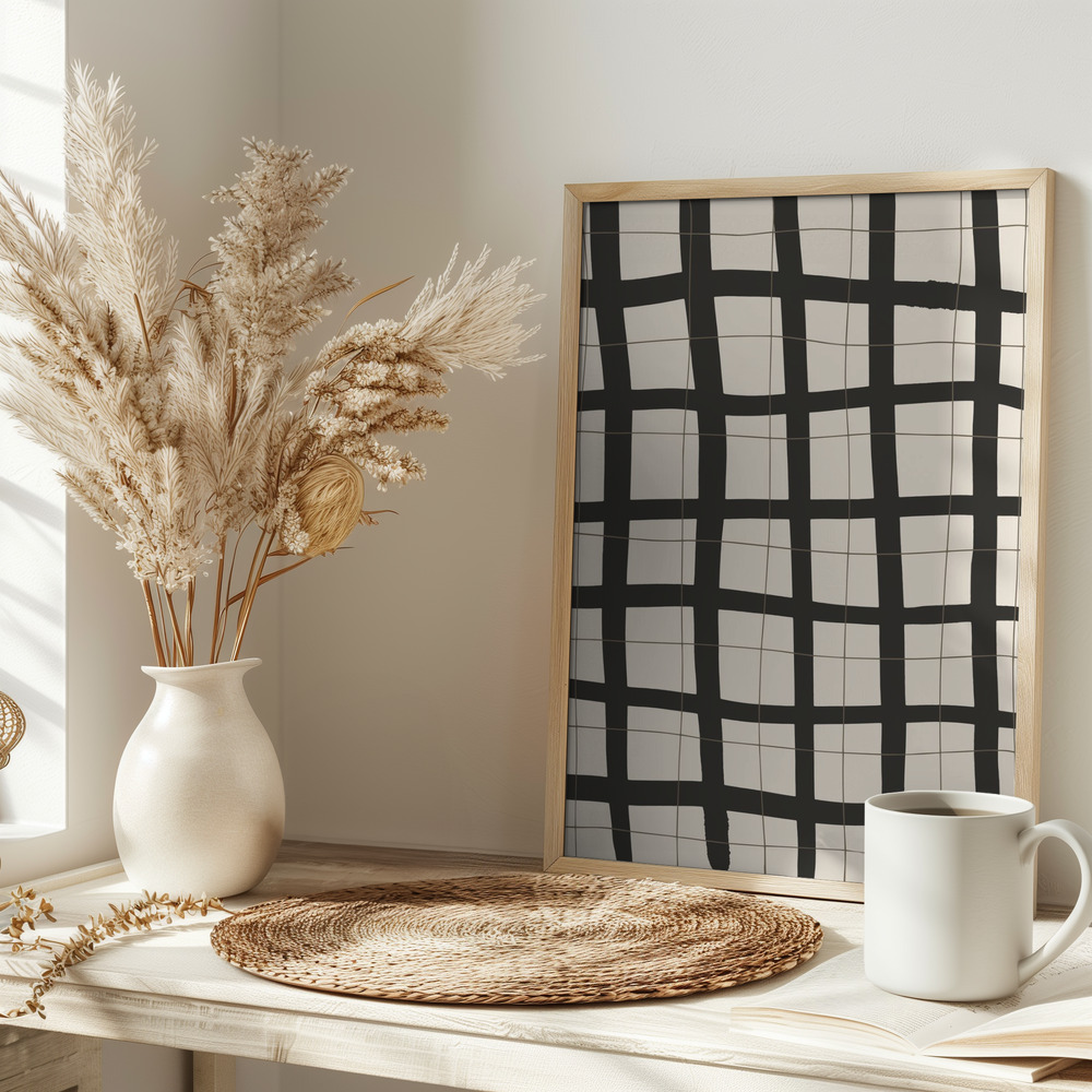Poster - Black Grid on table