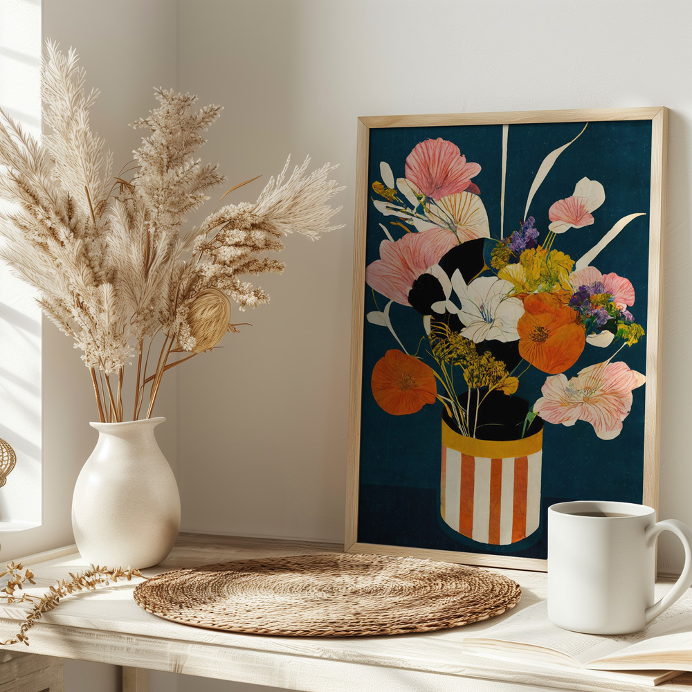 Poster - Flowers At Night on table