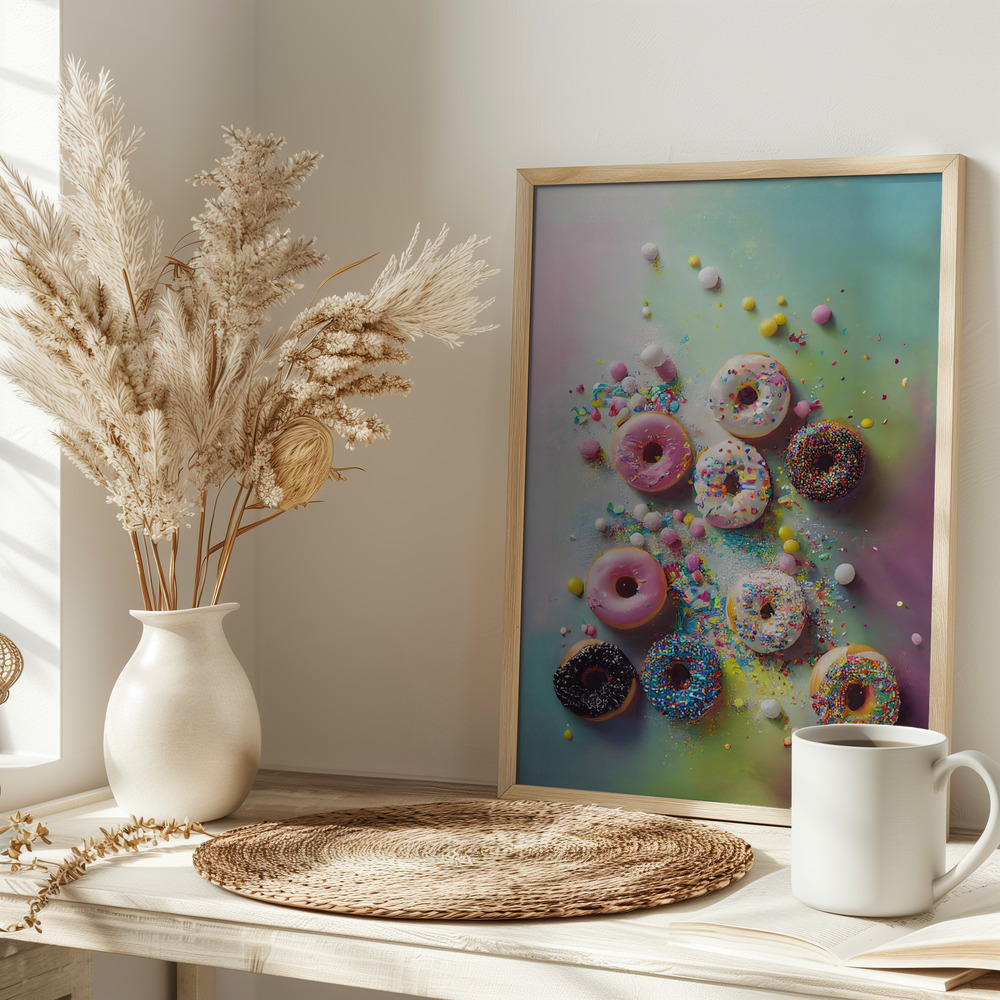 Plakat - Delicious Donuts på bordet