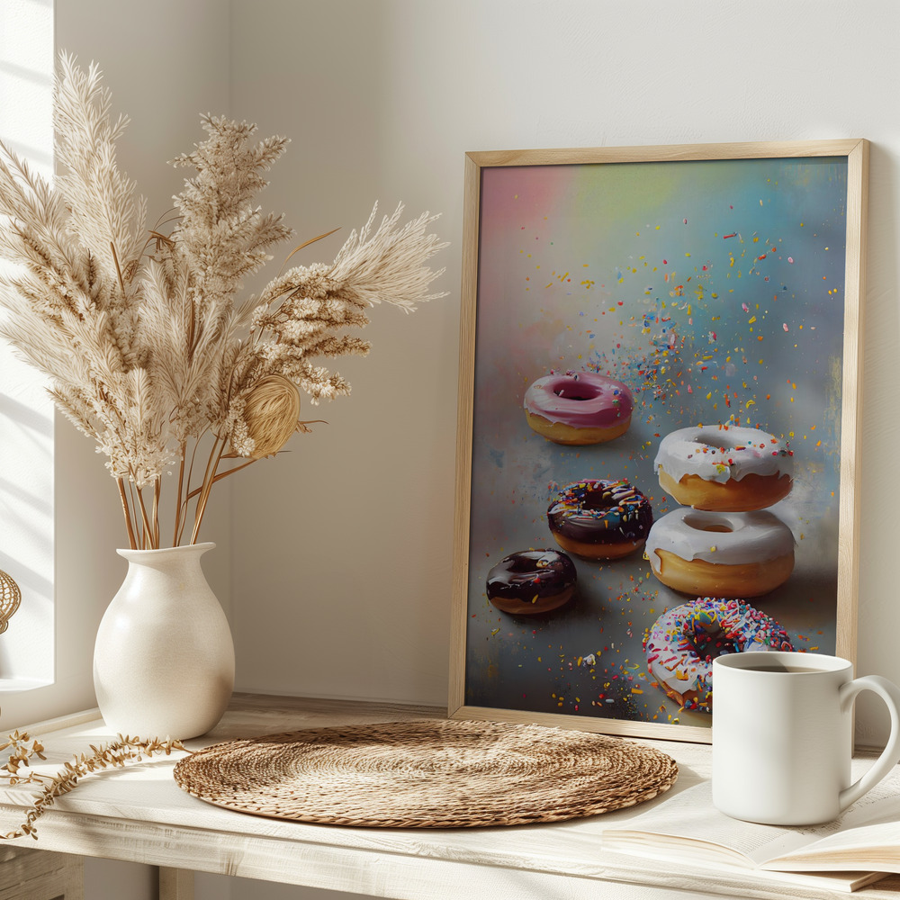 Poster - Yummy Donuts on table