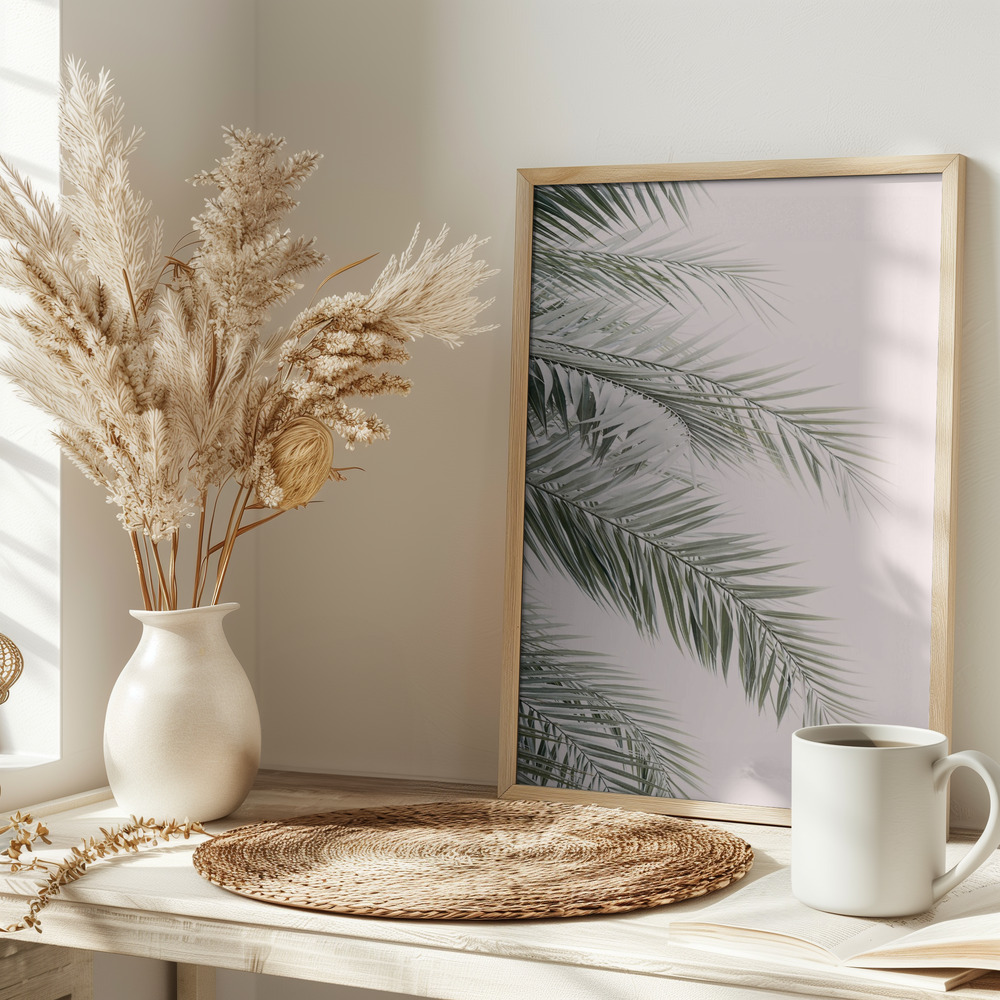 Poster - Blush Palm Leaves on table