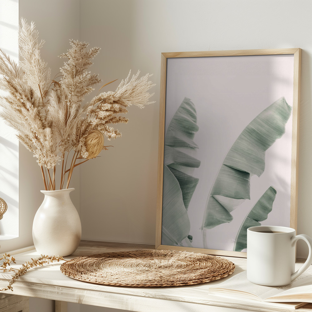 Poster - Blush Banana Leaves on table