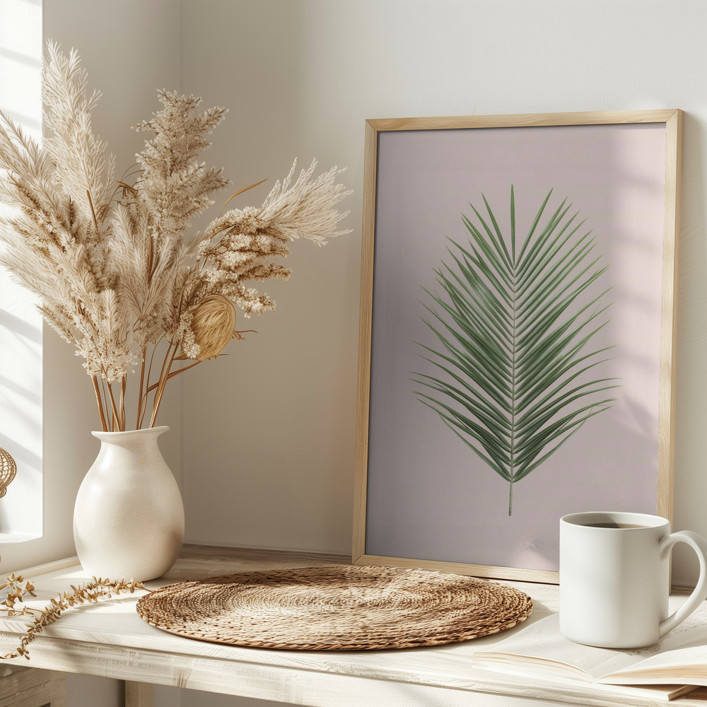 Poster Palm Leaf Blush - Affisch på bordet