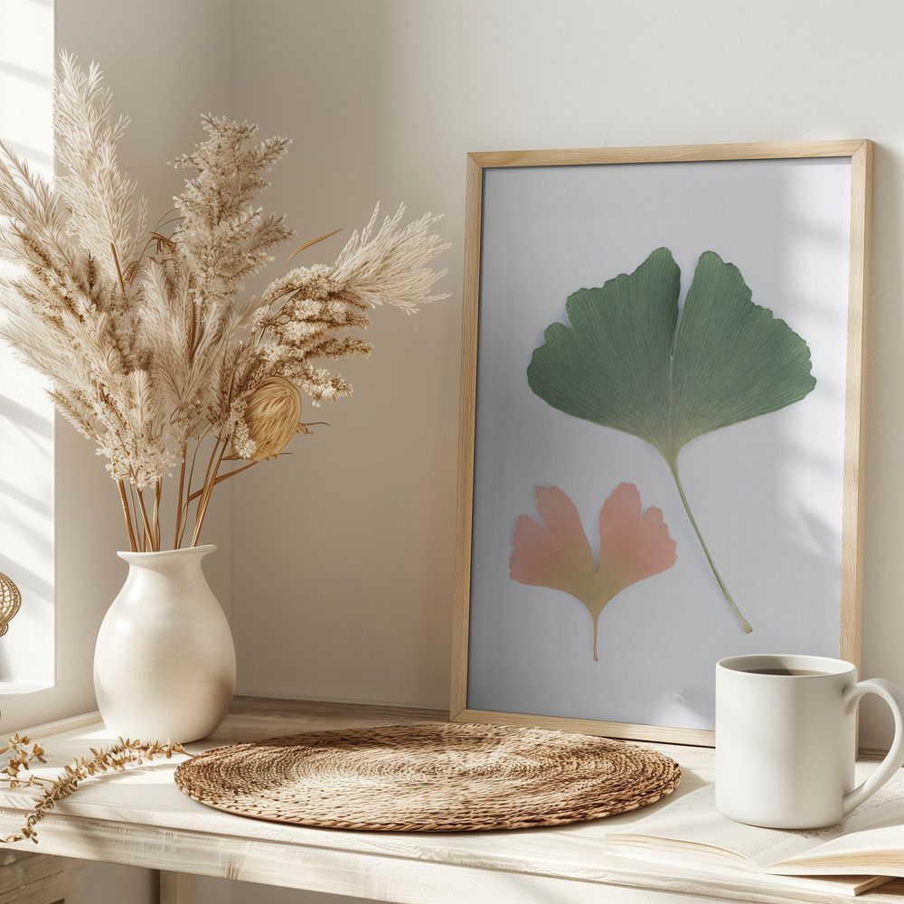 Plakat - Pastel Ginkgo på bordet