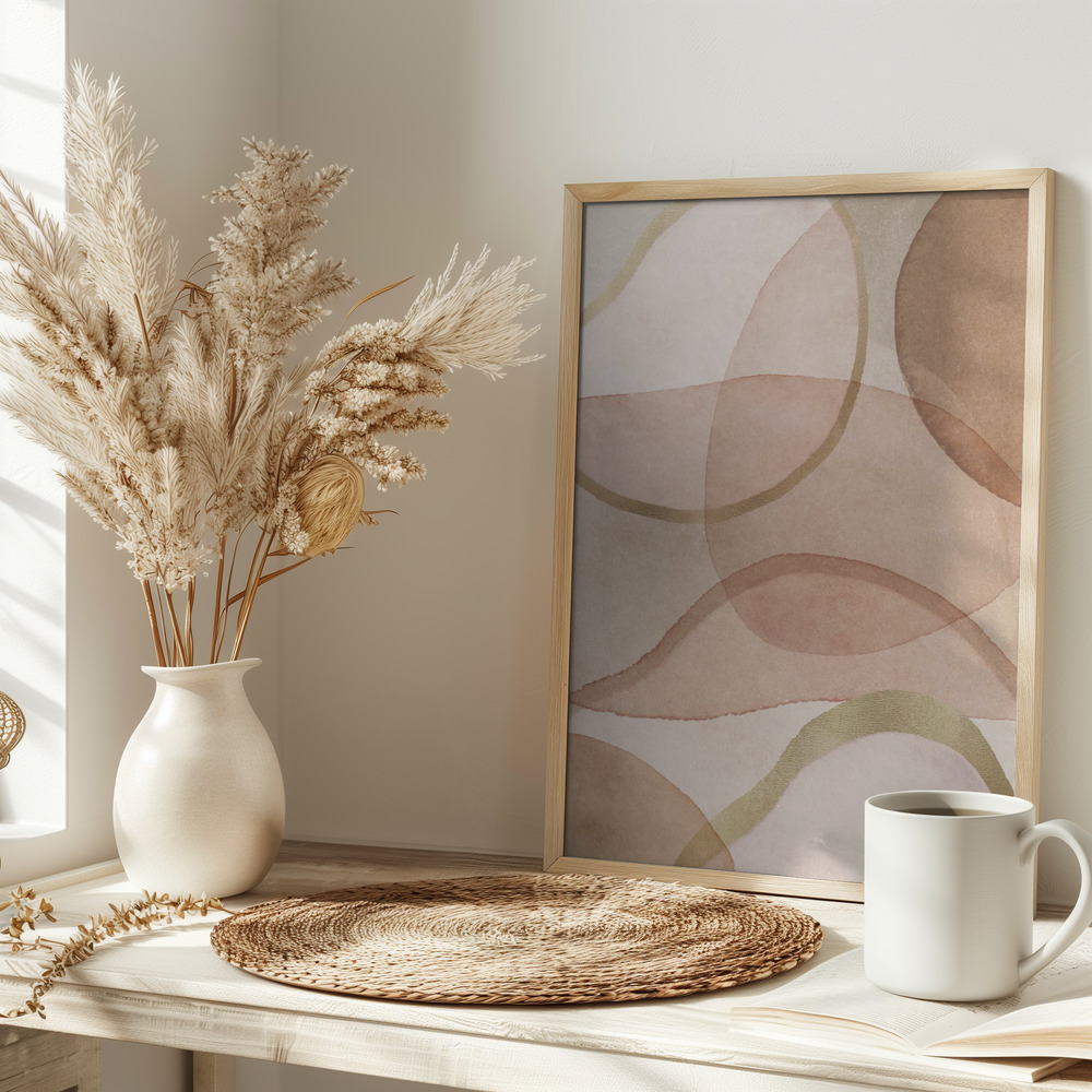 Poster - Blush and Brown Abstract on table