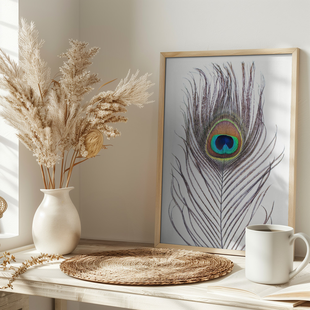 Poster Peacock Feather - Affisch på bordet