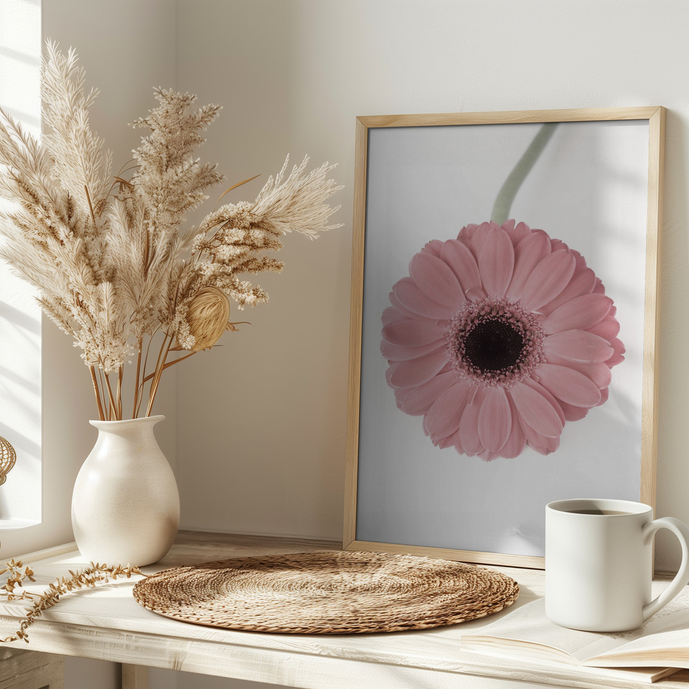 Poster Pink Gerbera II - Affisch på bordet