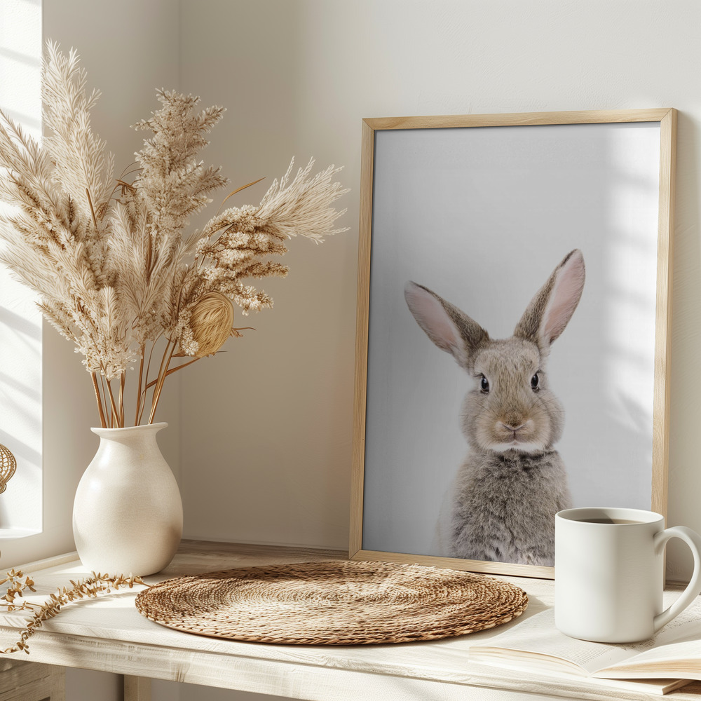 Poster - Baby Rabbit auf dem Tisch